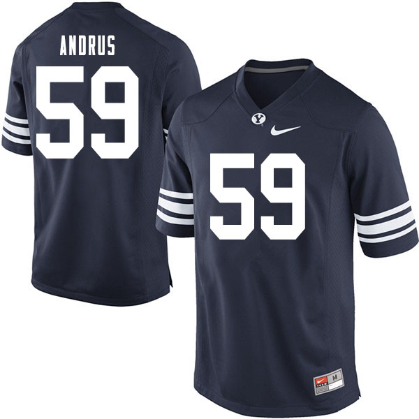 Men #59 Truman Andrus BYU Cougars College Football Jerseys Sale-Navy